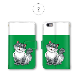 バイカラー 猫 ネコ スマホケース 手帳型ケース ほぼ全機種対応 ミラー スマホカバー Galaxy iPhone 3枚目の画像