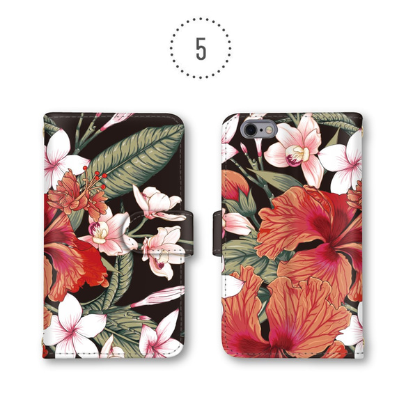 花柄のスマホケース 手帳型ケース ほぼ全機種対応 ミラー スマホカバー Xperia iPhone 6枚目の画像