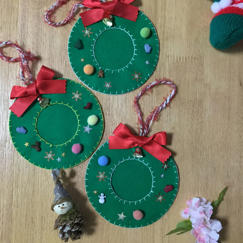 クリスマスリースのフォトフレーム オーナメント*送料無料 フォト