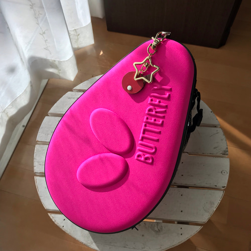 ⭐️刻印無料⭐️ハンドメイド卓球ラケット型レザーキーホルダー（星