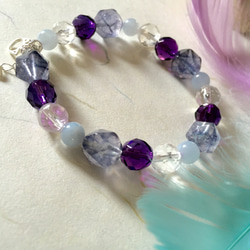 善循環。海藍寶、白水晶、紫水晶+925純銀 第3張的照片