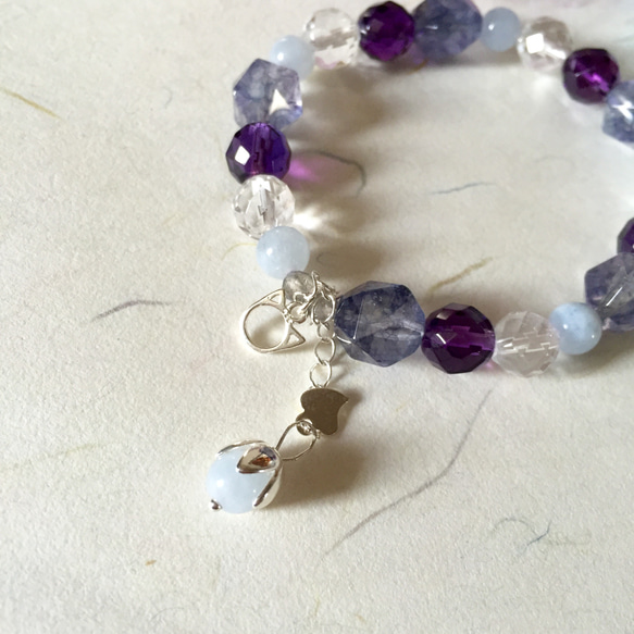 善循環。海藍寶、白水晶、紫水晶+925純銀 第4張的照片