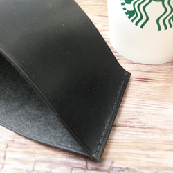 【ブラック】本革カップスリーブS ショートサイズ 黒色 レザークラフト カップカバー  紙コップカバー 紙コップスリーブ 3枚目の画像