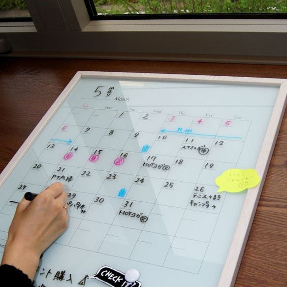 【受注生産】スケジュールボード / マンスリー　 カレンダー ガラス ホワイトボード 1枚目の画像