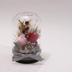【奇比植作】（紅玫瑰-紅金色系花園 ）永生花花園星空瓶8X13 - 乾燥花/禮品/客製 第1張的照片