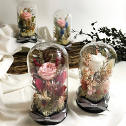 【奇比植作】（粉色玫瑰、黃色系花園）永生花花園星空瓶8X16 - 乾燥花/禮品/客製 第3張的照片