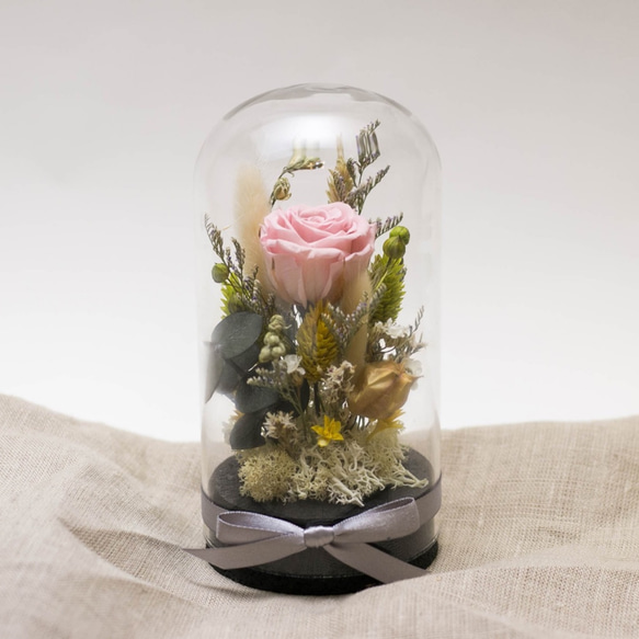 【奇比植作】（粉色玫瑰、綠色系花園）永生花花園星空瓶8X16 - 乾燥花/禮品/客製 第1張的照片