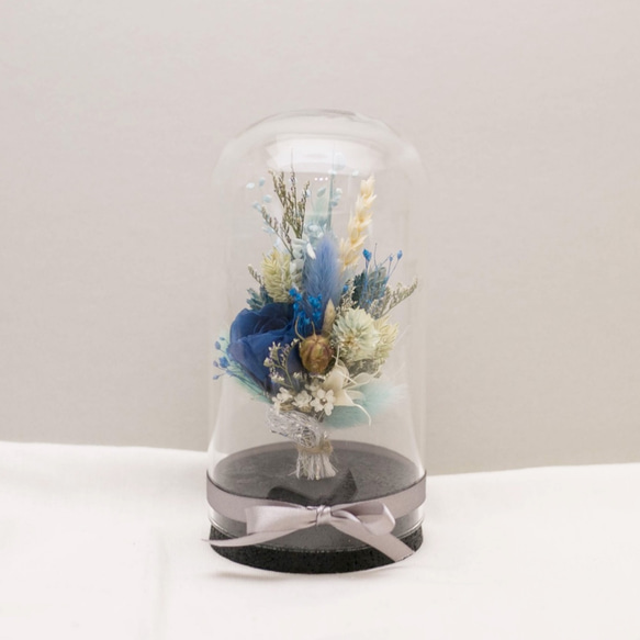 【奇比植作】（淺藍色＋深藍色玫瑰、藍色系花束）永生花花束星空瓶8X16 - 乾燥花/禮品/客製 第1張的照片