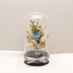 【奇比植作】（淺藍色＋深藍色玫瑰、藍色系花束）永生花花束星空瓶8X16 - 乾燥花/禮品/客製 第2張的照片