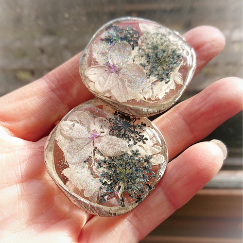 新作☆レジンヘアゴム　ホワイトレース♡ガーリー 新作☆レジンヘアゴム ホワイトレース♡ガーリー シルバー真鍮リング