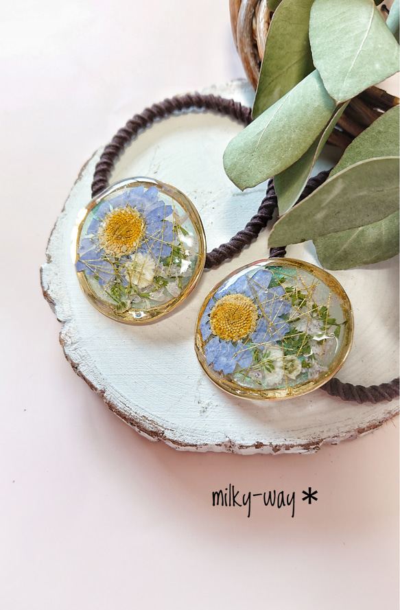 No.2465 ハンドメイド　ヘアゴム　レジン　ドライフラワー　鳥 No.2465 ハンドメイド ヘアゴム レジン ドライフラワー 鳥