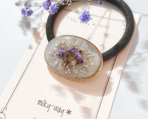 レジンヘアゴム　かすみ草✨ かすみ草 ヘアゴム セット ドライフラワー レジン アクセサリー