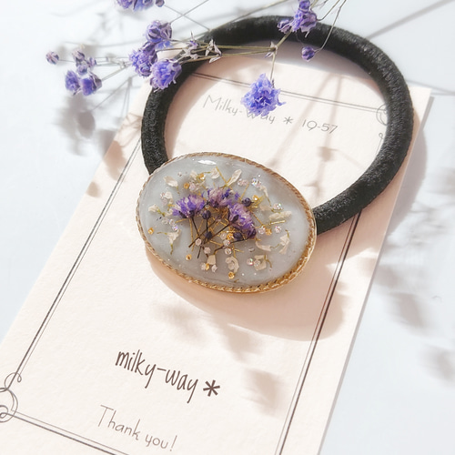 レジン ネックレス タマリンド 〔ラベンダーとかすみ草