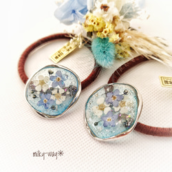 受注作成いたします!］ 可愛い押し花❊シルバーリングのヘアゴム