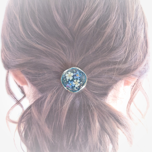 受注作成いたします!］ 可愛い押し花❊シルバーリングのヘアゴム