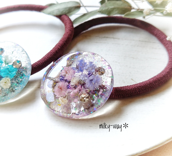 ☆レジン ヘアゴム ブローチ☆♡笹の葉サラサラ♡ 超安い品質 ☆レジン ヘアゴム ブローチ☆♡笹の葉サラサラ