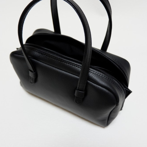 牛革 三方ファスナー フルオープン ミニボストンバッグ 横型 ボストン