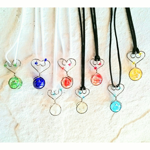 ビー玉ペンダント2個(12㎜ ハート 特別セール) ネックレス・ペンダント