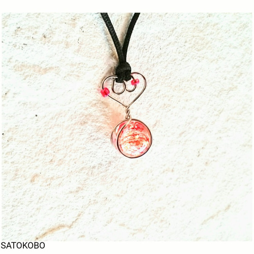 ビー玉ペンダント2個(12㎜ ハート 特別セール) ネックレス・ペンダント