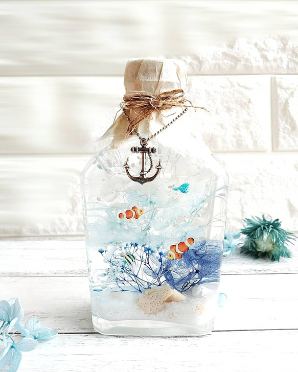 ボールペン ハーバリウム かすみ草 2本 セット 水色 白 オレンジ 夏