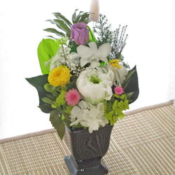プリザーブドフラワー　仏花　ご供養花　　器活け 1枚目の画像