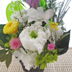 プリザーブドフラワー　仏花　ご供養花　　器活け 3枚目の画像