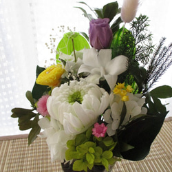 プリザーブドフラワー　仏花　ご供養花　　器活け 4枚目の画像