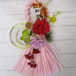 令和　お正月　しめ縄飾り　タッセル型　ダリア　蘭　のお飾り 1枚目の画像