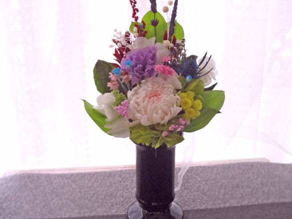 プリザーブドフラワー仏花　一対　お供え花　花器活け 楽天市場】【プリザーブドフラワー仏花一対 】 お供え花 お彼岸