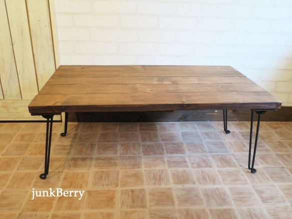 折り畳みテーブル　800mm×450mm　テーブル　リメイク　ローテーブル　ブラウン ビンテージ風 アンティーク風 1枚目の画像