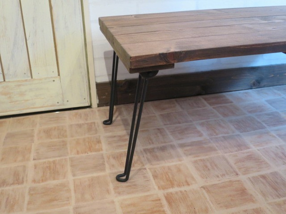 折り畳みテーブル　800mm×450mm　テーブル　リメイク　ローテーブル　ブラウン ビンテージ風 アンティーク風 2枚目の画像