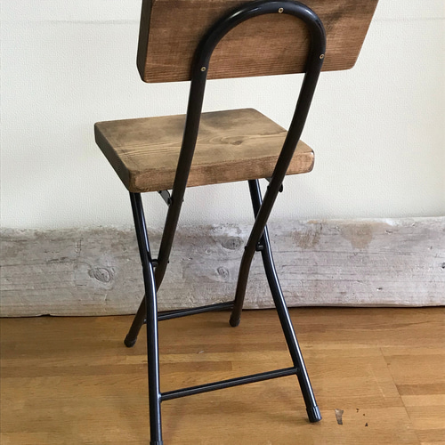 □ 折りたたみ 椅子□ リメイク イス 背もたれ付き レトロ 椅子 鉄脚 1  