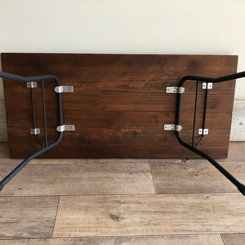 アイアン 折りたたみ テーブル ローテーブル サイドテーブル 古材 鉄脚