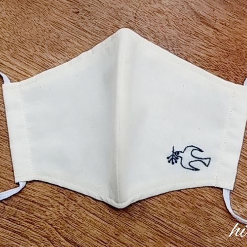 ワンポイント刺繍 立体マスク【大人用】つばめネイビー その他