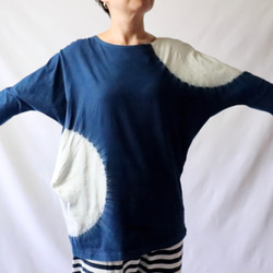 Uzushio : organicコットン藍染有松絞Tシャツ 3枚目の画像