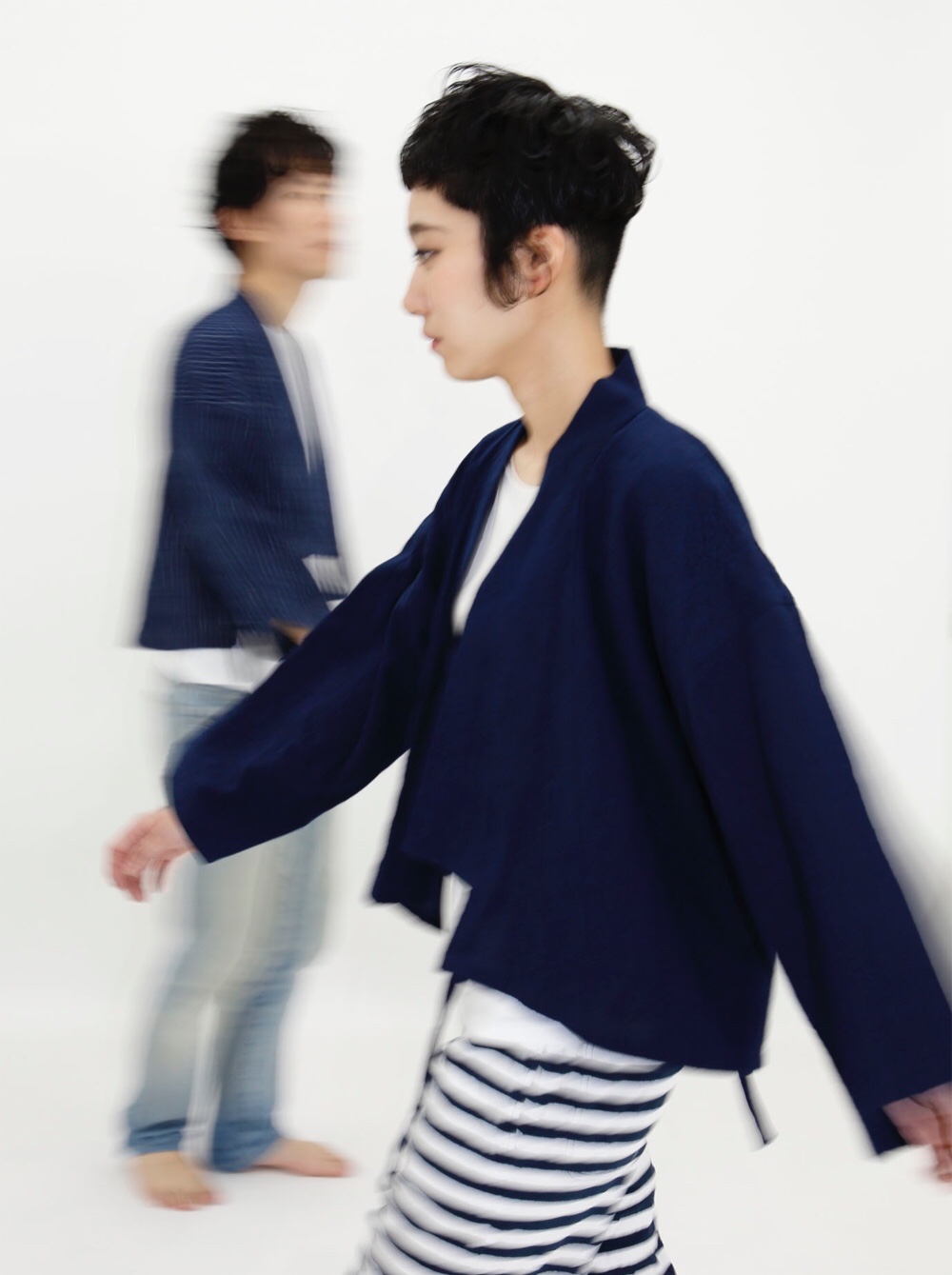 KAMOMe : 藍染・綿節糸・作務衣風ジャケット