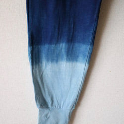 organicコットン天然藍染有松絞りパンツ：サンプル難あり１点もの 4枚目の画像