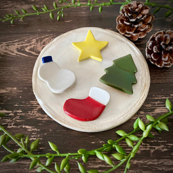 新品　クリスマス　箸置き　靴下　柊　お星様　三点セットのみ 新品クリスマス箸置き靴下柊お星様三点セットのみ