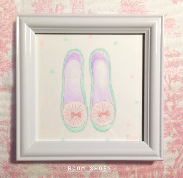 ミニ原画 room shoes (フレーム付き) 1枚目の画像