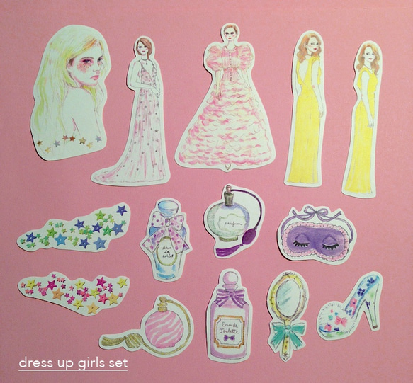 ★SOLD OUT★ ステッカーセット_dress up girls 1枚目の画像