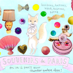 コラージュ原画 souvenirs de paris (フレーム付き) 2枚目の画像