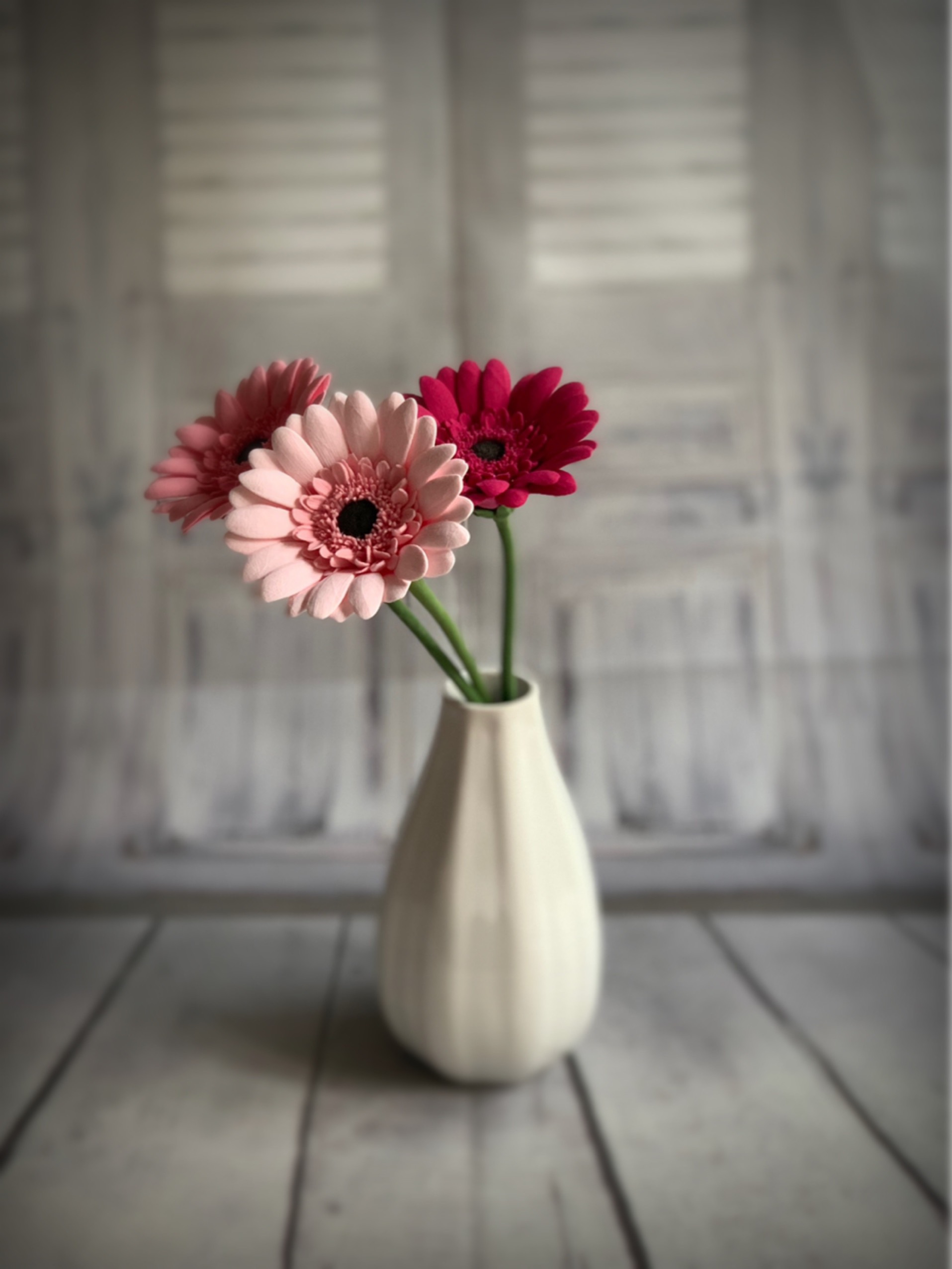 ガーベラ　2本セット クレイのシックな赤系ガーベラ3本セット アートフラワー Clay art AYA