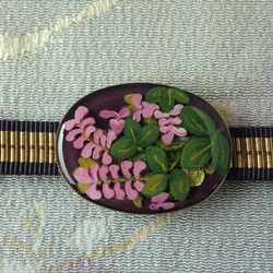 萩の花（紫）＊手描きレジンの帯留め 5枚目の画像