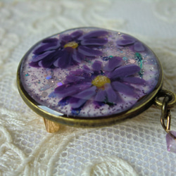 紫苑の花＊レジンの帯留め 3枚目の画像