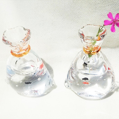 金魚の絵柄の花瓶 金魚の一輪挿し 赤 受注制作 一輪挿し・花瓶・花器 KJ's Glass