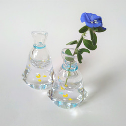 瑠璃色　ガラス　花瓶 瑠璃色 ガラス 花瓶