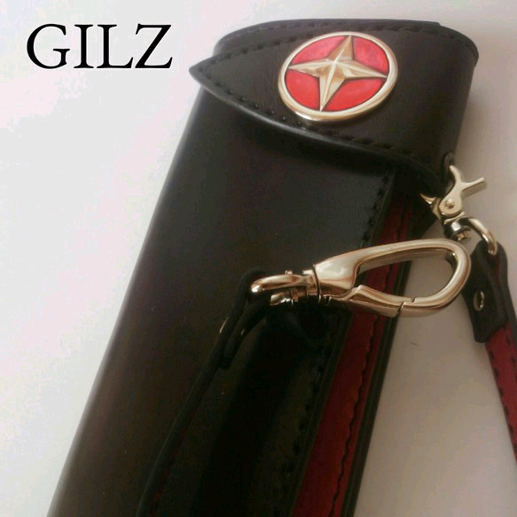バイカーウォレットGILZ(黒×赤)コンチョ(赤)