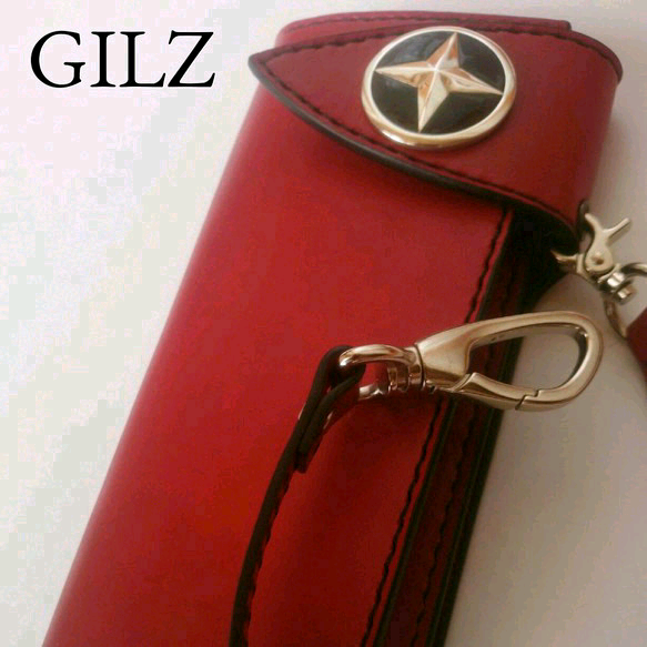 バイカーウォレットGILZ(赤×赤)コンチョ(黒) 24,750円