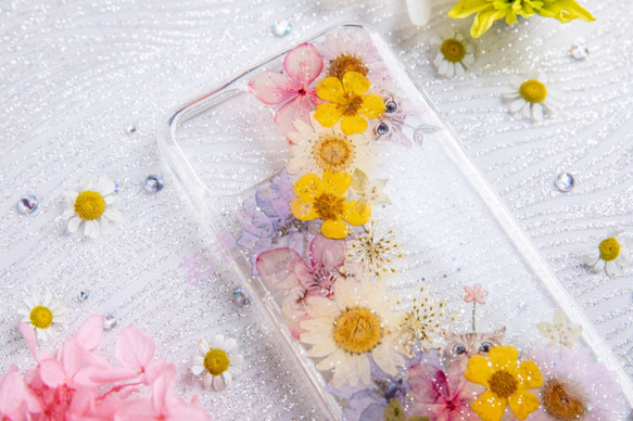 全機種対応iPhone13 Xperia Galaxy スマホケース 押し花ケース 人気 押し花 ❀ケース 花束 花物語 1枚目の画像