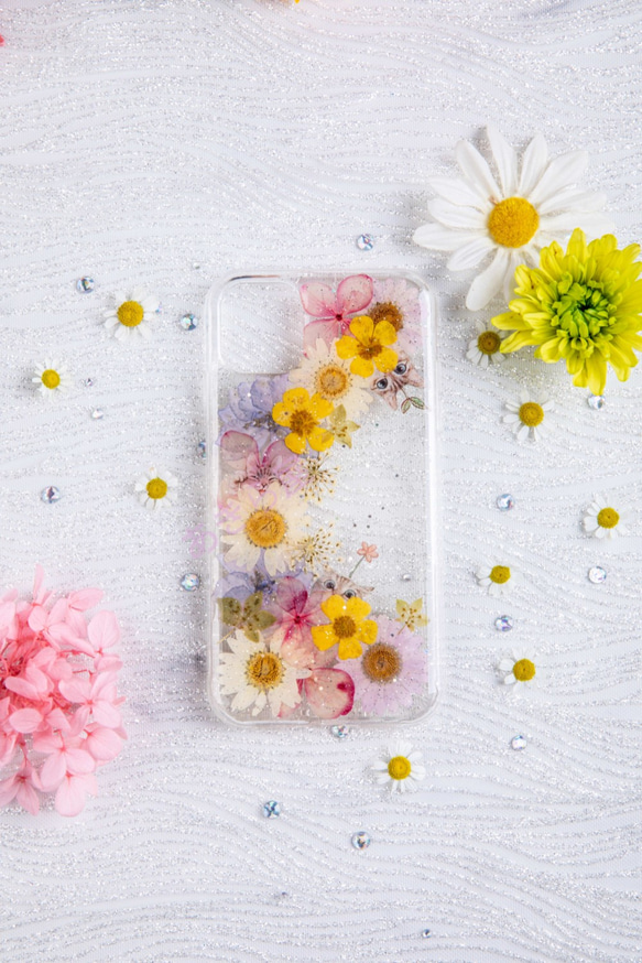 全機種対応iPhone13 Xperia Galaxy スマホケース 押し花ケース 人気 押し花 ❀ケース 花束 花物語 3枚目の画像